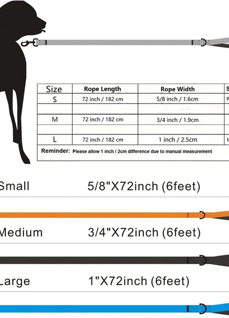 Dog Leash 6 Feet Long Polyamide Rope With Soft Padded Handle Durable Dog Training Lead Metal Swivel Hook for Small to Large Dogs