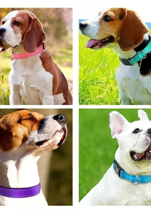 Dog Collar Reflective Adjustable Breathable Nylon Soft Padded DurableePet Collar for Small Medium Large Dog Bone Rope