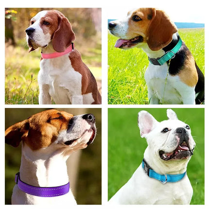 Dog Collar Reflective Adjustable Breathable Nylon Soft Padded DurableePet Collar for Small Medium Large Dog Bone Rope