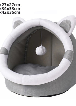 Cat Bed House For Indoor Winter Warm Deep Sleep Comfort Pet Basket Cozy Little Mat With Ball Small Dog Kitten Accessories