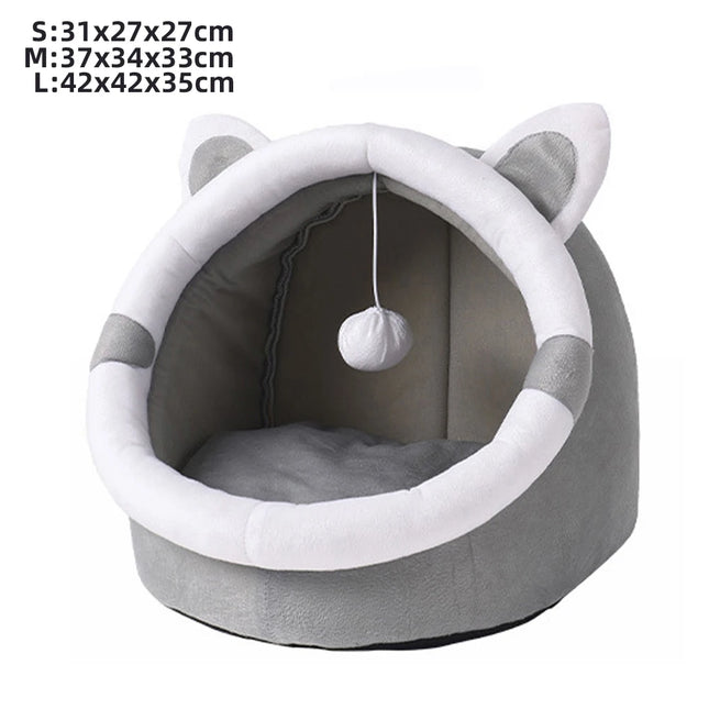 Cat Bed House For Indoor Winter Warm Deep Sleep Comfort Pet Basket Cozy Little Mat With Ball Small Dog Kitten Accessories