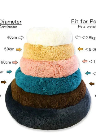 40-90cm Round Pet Bed for Large Dog Bed Super Soft Cat Bed Long Plush Dog House for Medium Dog House Winter Warm Sleeping