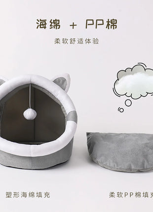 Cat Bed House For Indoor Winter Warm Deep Sleep Comfort Pet Basket Cozy Little Mat With Ball Small Dog Kitten Accessories