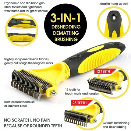 Professional Dog Brush, Light and Efficient, Safe and Easy To Use Pet Comb, Rake, Remove Undercoat Knots, Wooden Handle