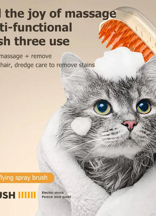 Cat Steam Brush Electric Cat Brush with Sprayer Pet Grooming Comb Dog Hair Brush Ultraviolet Light for Cat Moss Pet Massage Comb