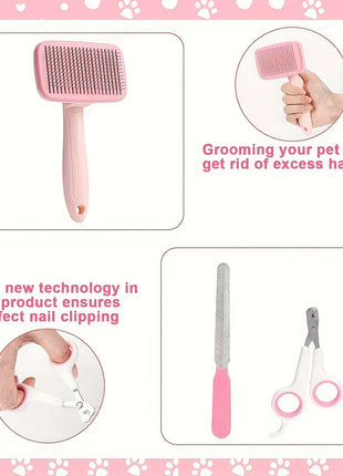 8pcs,Dog Brush Grooming Set, Pet Cleaning Set, Pet Nail Clippers & Files, Pet Shampoo Brushes, Hair Removal Brushes toothbrush