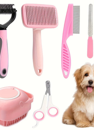 8pcs,Dog Brush Grooming Set, Pet Cleaning Set, Pet Nail Clippers & Files, Pet Shampoo Brushes, Hair Removal Brushes toothbrush