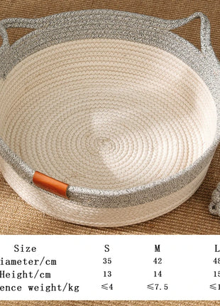 Cat Bed Handmade Rattan Woven Pet Nest Removable Washable Warm Pad All-Season Cat Scratch Board Winter Warm Cat House for Cats