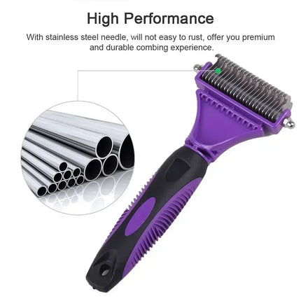 Professional Dog Brush, Light and Efficient, Safe and Easy To Use Pet Comb, Rake, Remove Undercoat Knots, Wooden Handle