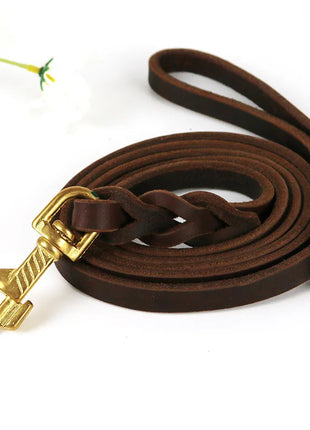 Leather Dog Leash, Heavy Duty Genuine Leather Braided Dog Leashes for Large Medium Small Dogs Shepherd Training and Walking