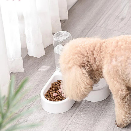 Cat Feeder Bowl Dog Automatic Water Double Bowls Food Wall Corner Save Space Cats 500ml Bottle Drinking Kitten Dogs Pet Product