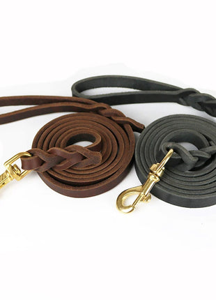 Leather Dog Leash, Heavy Duty Genuine Leather Braided Dog Leashes for Large Medium Small Dogs Shepherd Training and Walking