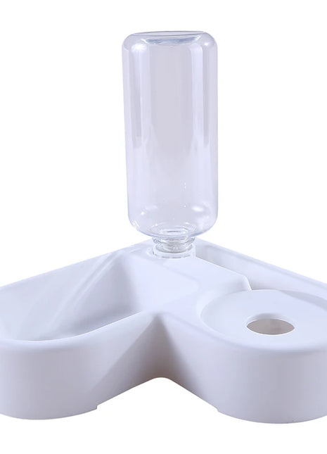 Cat Feeder Bowl Dog Automatic Water Double Bowls Food Wall Corner Save Space Cats 500ml Bottle Drinking Kitten Dogs Pet Product