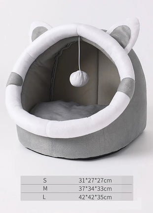 Cat Bed House For Indoor Winter Warm Deep Sleep Comfort Pet Basket Cozy Little Mat With Ball Small Dog Kitten Accessories