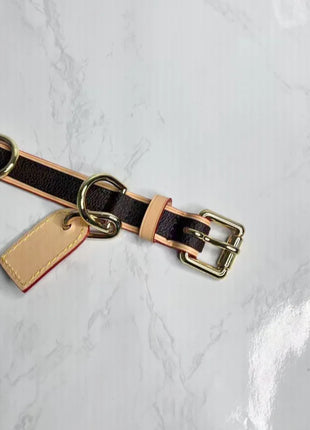 Dog Collar Luxury Cat Collar Safe Adjustable Cowhide Leash Lead Collar for Small Medium Large Dogs Cute Pet Accessories