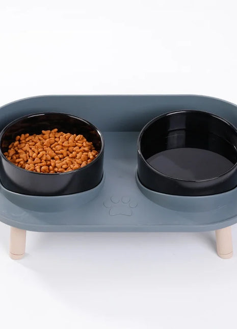 Cat Food Bowls Dog Dual Bowls Stand with No-Spill Design 3 Adjustable Heights Anti Vomiting Cat Water Bowl for Dog Cats