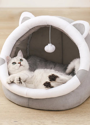 Cat Bed House For Indoor Winter Warm Deep Sleep Comfort Pet Basket Cozy Little Mat With Ball Small Dog Kitten Accessories