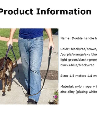 Dog Leashes Outdoor Travel Dog Training Chain Heavy Duty Double Handle Lead for Greater Control Safety Training Dual Handle
