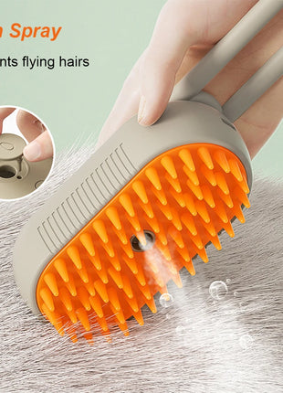 3 in 1 Pet Electric Steam Brush Cat and Dog Cleaning Spray Massage Grooming Comb Retractable Handle Pet Hair Removal BeautyBrush