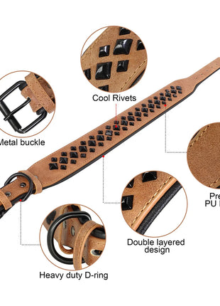 Dog Collar For Large Dogs Cool Spikes Studded Leather Pet Collars For German Shepherd Mastiff Rottweiler Bulldog Accessories