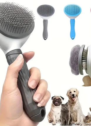 Dog brush, cat brush, self-cleaning pet brush for combing long and short hair dogs, cats, rabbits, etc. to remove loose hair
